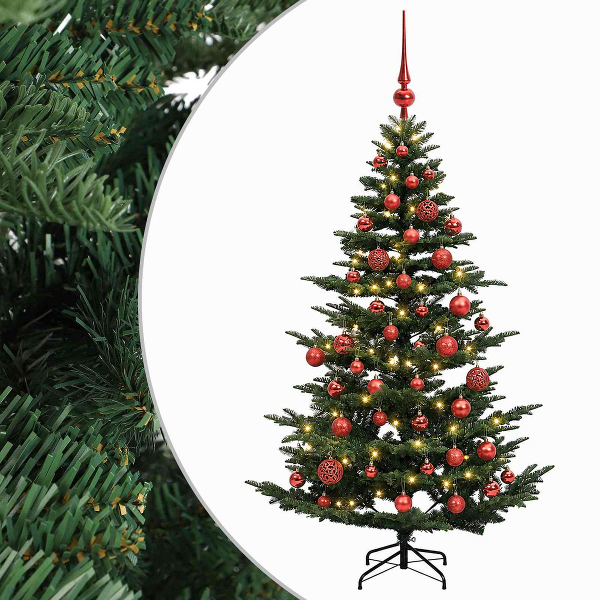 vidaXL Sztuczna choinka z bombką 150 cm 150 LED Ciepła biel PE i PVC