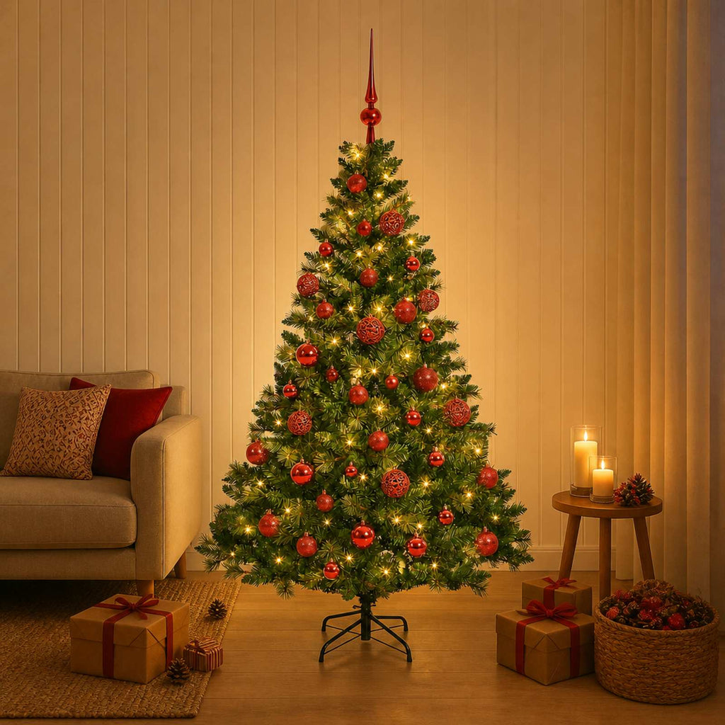 vidaXL Sztuczna choinka z bombkami 150 cm 150 LED Ciepła biel