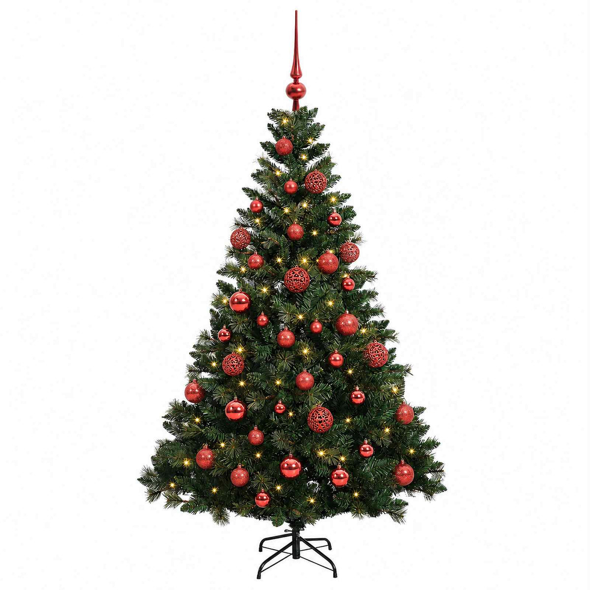 vidaXL Sztuczna choinka z bombkami 150 cm 150 LED Ciepła biel