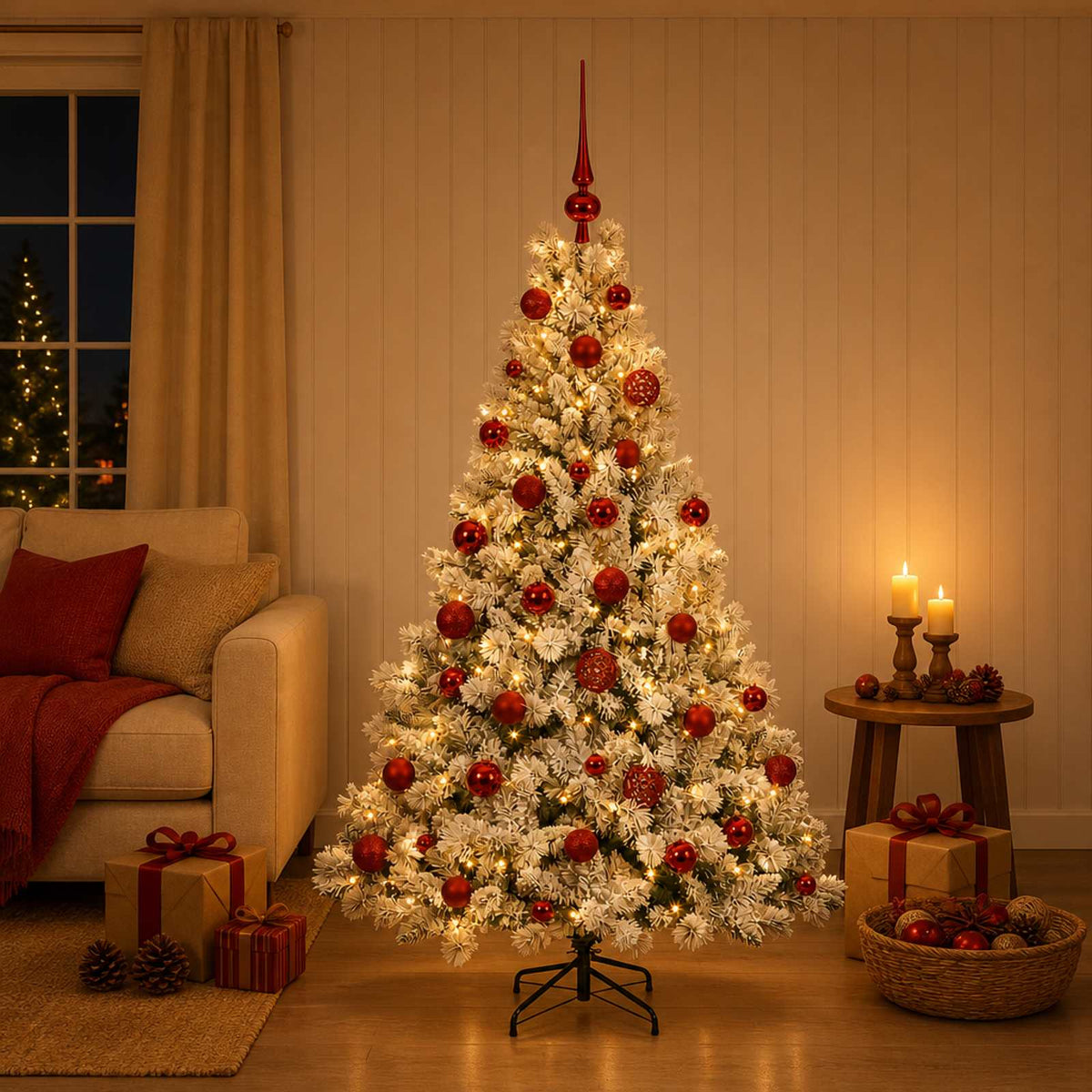vidaXL Sztuczna choinka z bombkami 120 cm 150 LED Ciepła biel