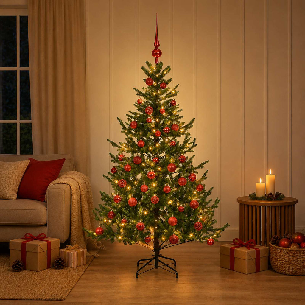 vidaXL Sztuczna choinka z bombką 120 cm 150 LED Ciepła biel
