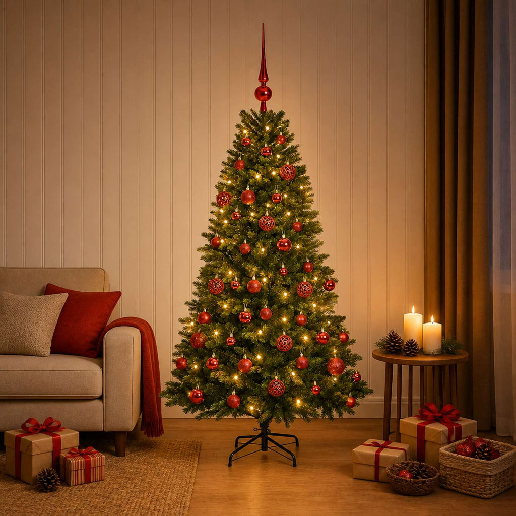 vidaXL Sztuczna choinka z bombkami 120 cm 150 LED Ciepła biel
