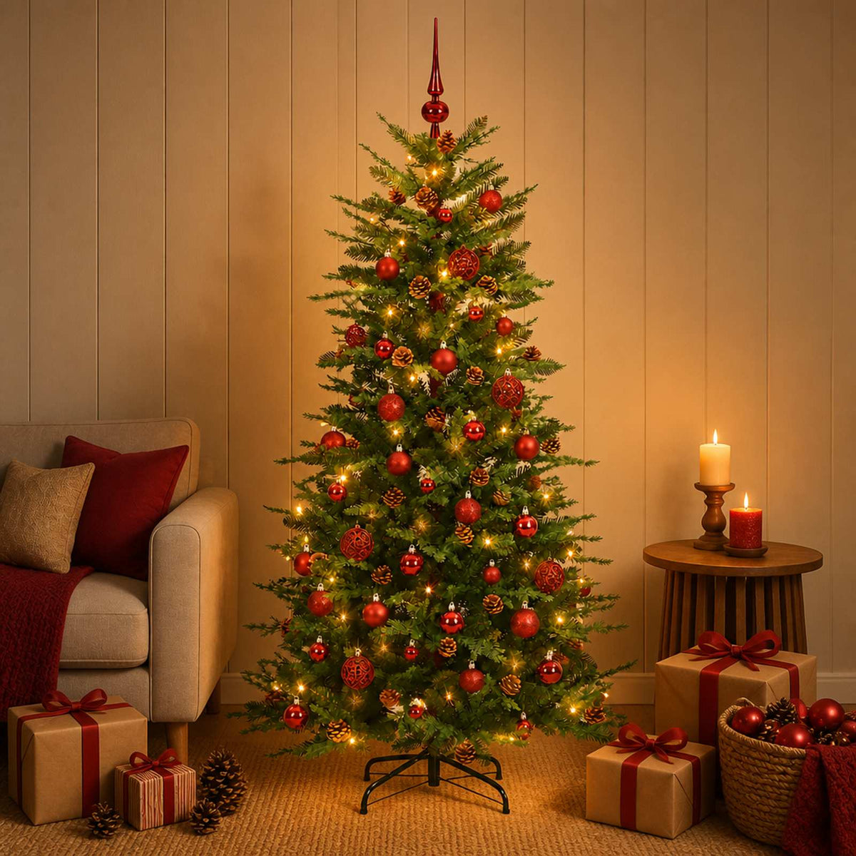 vidaXL Sztuczna choinka z zawiasami 150 cm 150 LED Ciepła biel