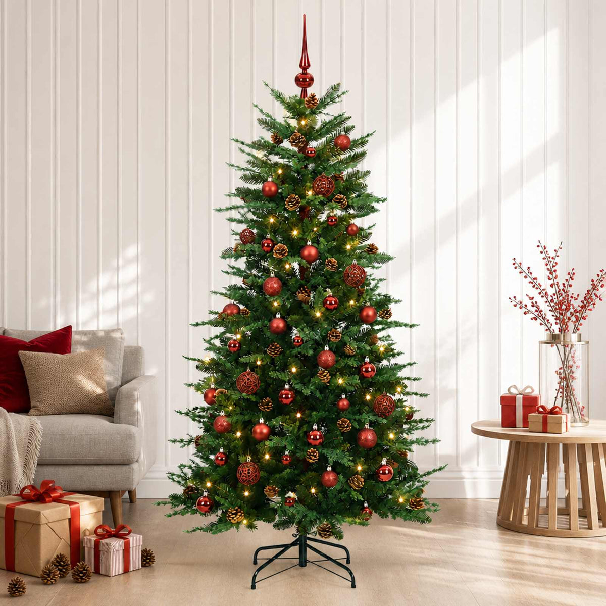 vidaXL Sztuczna choinka z zawiasami 150 cm 150 LED Ciepła biel
