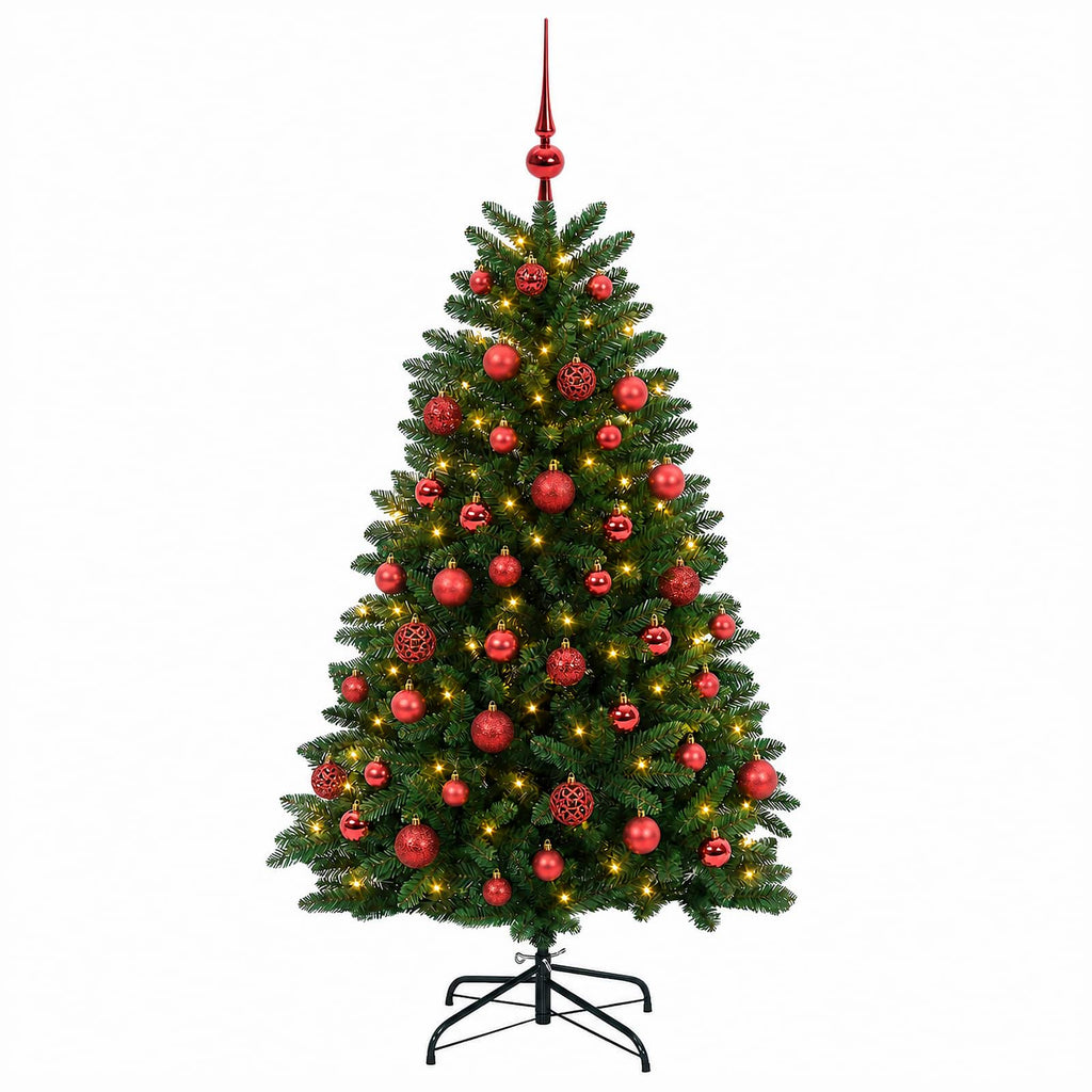 vidaXL Sztuczna choinka, średniozielona, z bombkami 150 cm 150 LED
