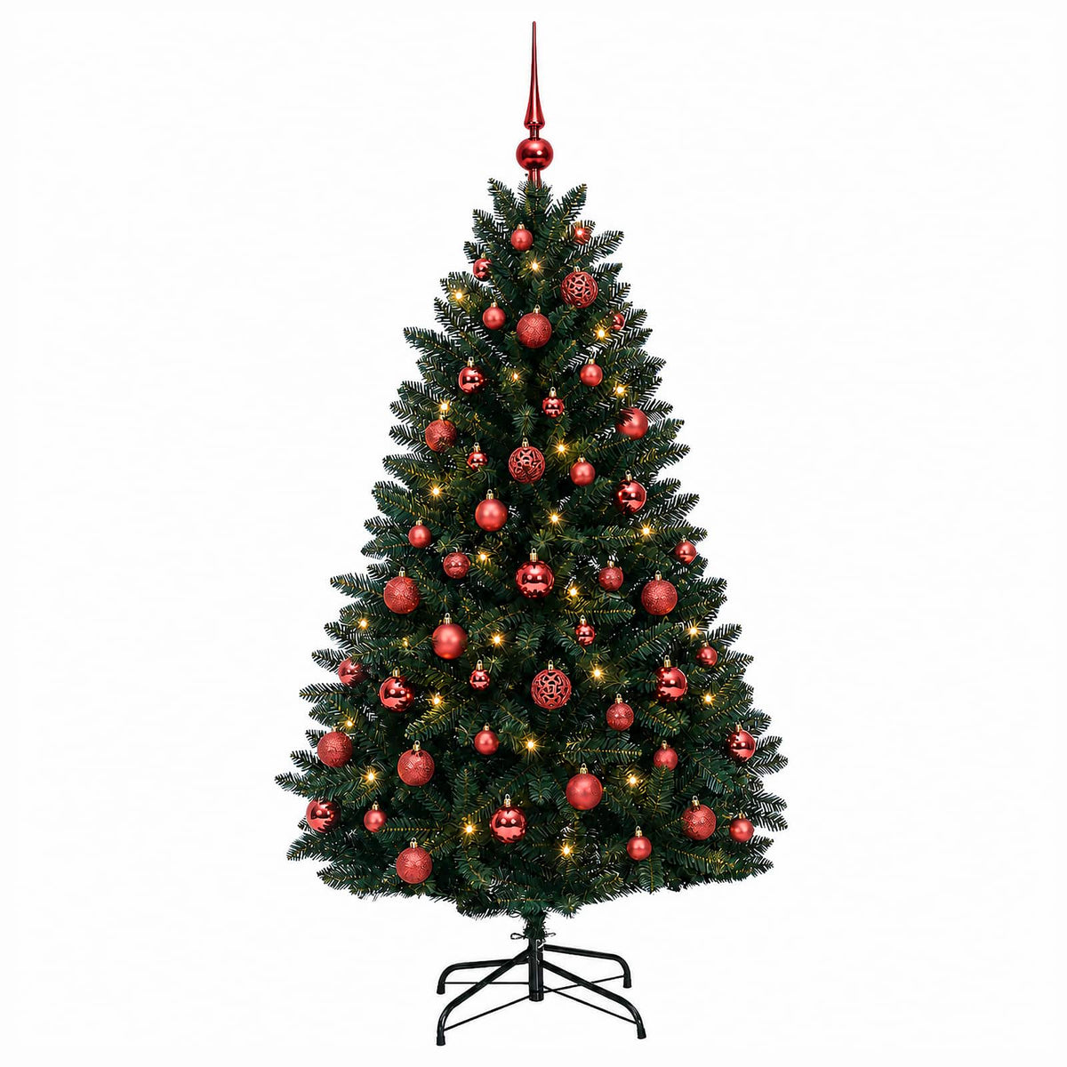 vidaXL Sztuczna choinka, ciemnozielona, z bombkami 150 cm 150 LED