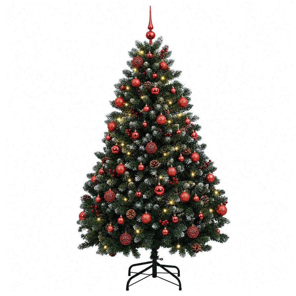 vidaXL Sztuczna choinka zielona z bombkami 150 cm 150 LED Ciepła biel