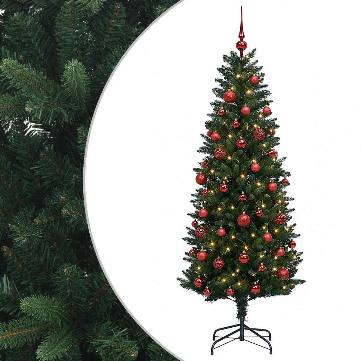 vidaXL Sztuczna choinka z bombkami 120 cm 150 LED Ciepła biel PE i PVC