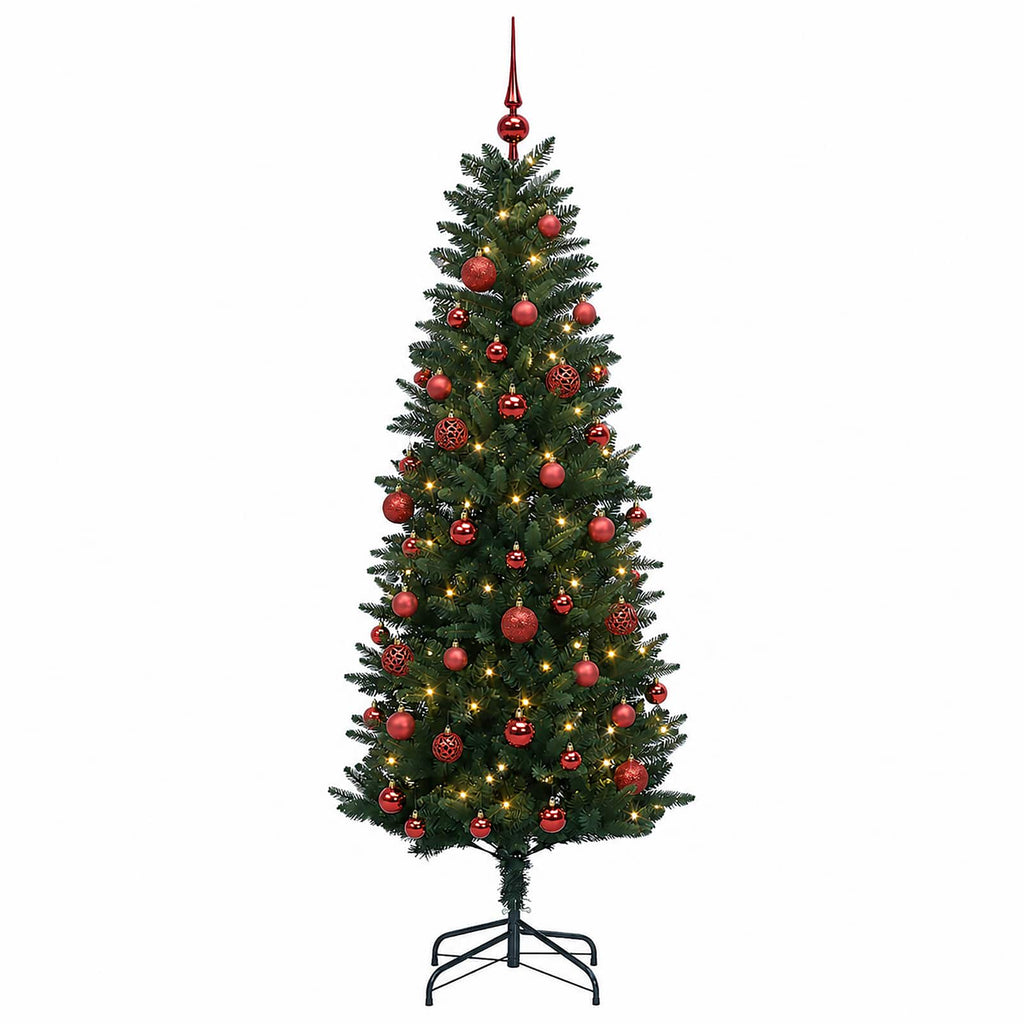 vidaXL Sztuczna choinka z bombkami 120 cm 150 LED Ciepła biel PE i PVC