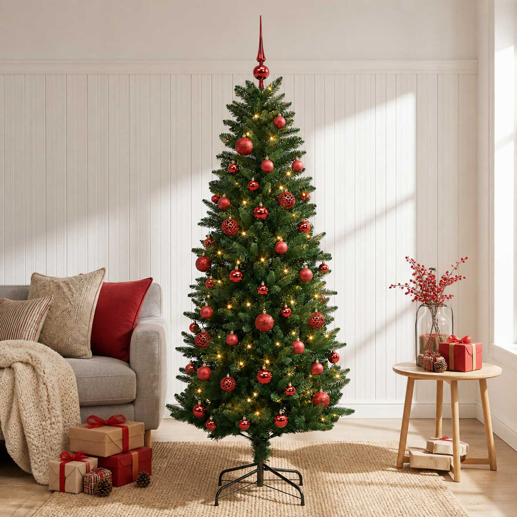 vidaXL Sztuczna choinka z bombkami 120 cm 150 LED Ciepła biel PE i PVC