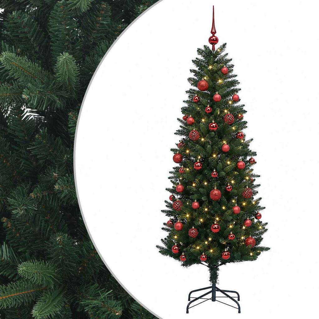 vidaXL Sztuczna choinka z bombkami 150 cm 150 LED Ciepła biel PE i PVC