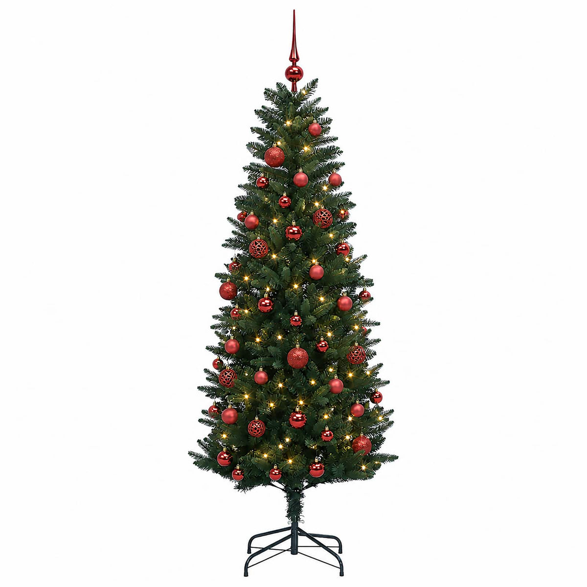 vidaXL Sztuczna choinka z bombkami 150 cm 150 LED Ciepła biel PE i PVC