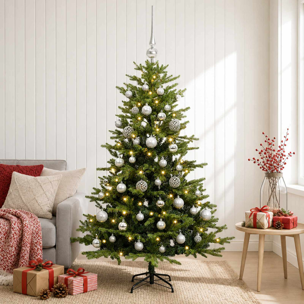 vidaXL Sztuczna choinka z bombkami 150 cm 150 LED Ciepła biel