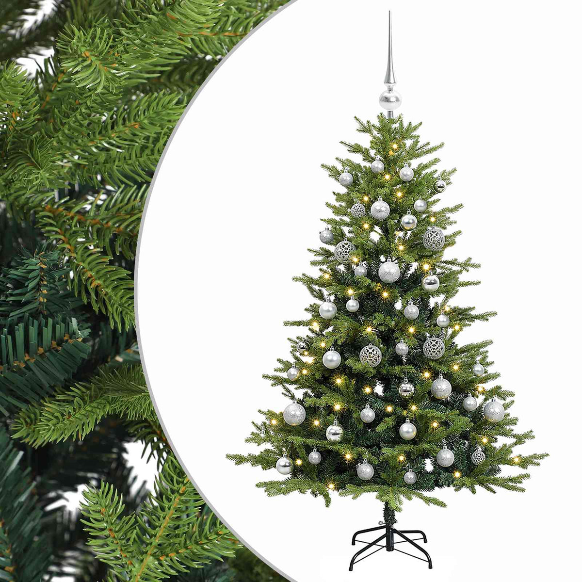 vidaXL Sztuczna choinka z bombkami 150 cm 150 LED Ciepła biel