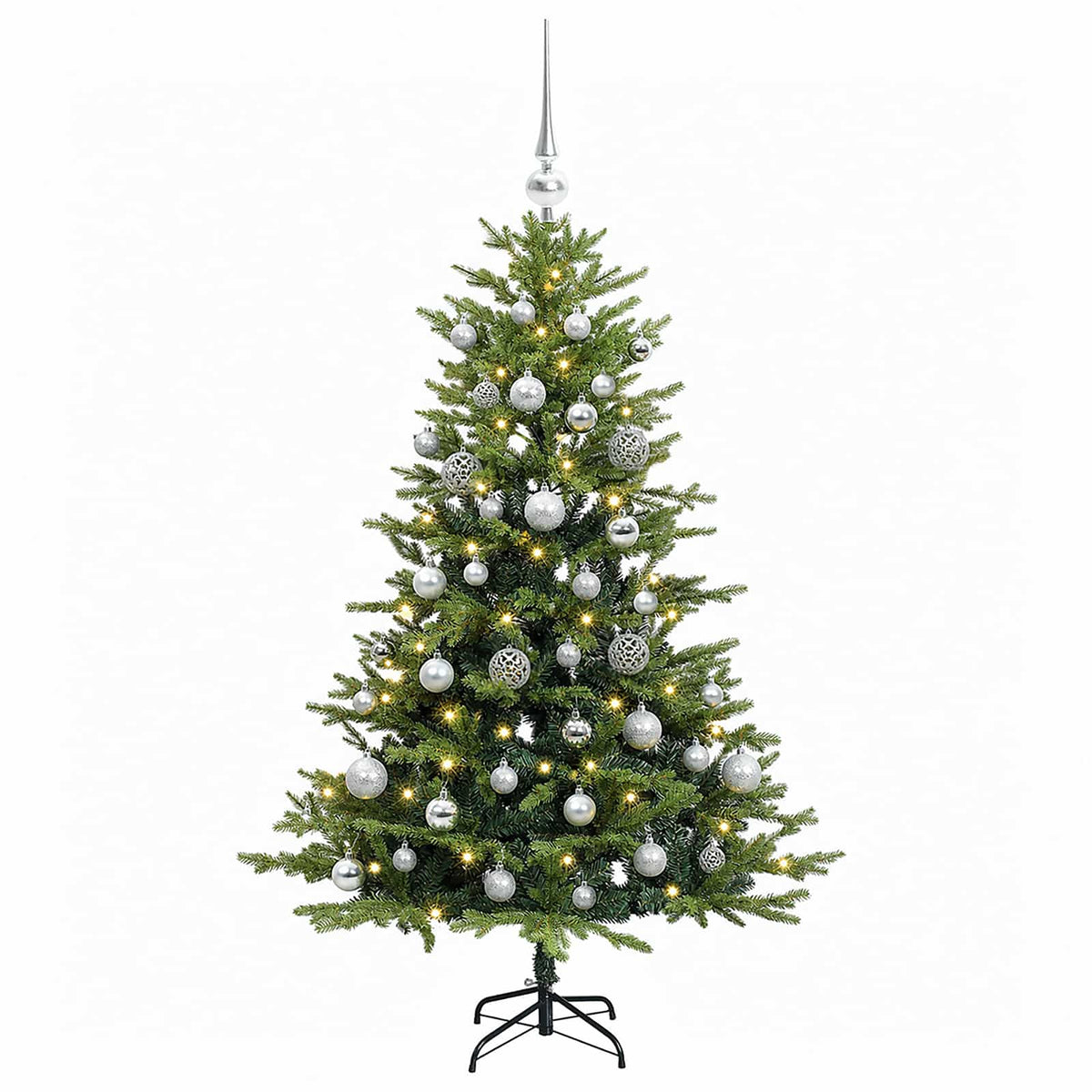 vidaXL Sztuczna choinka z bombkami 150 cm 150 LED Ciepła biel