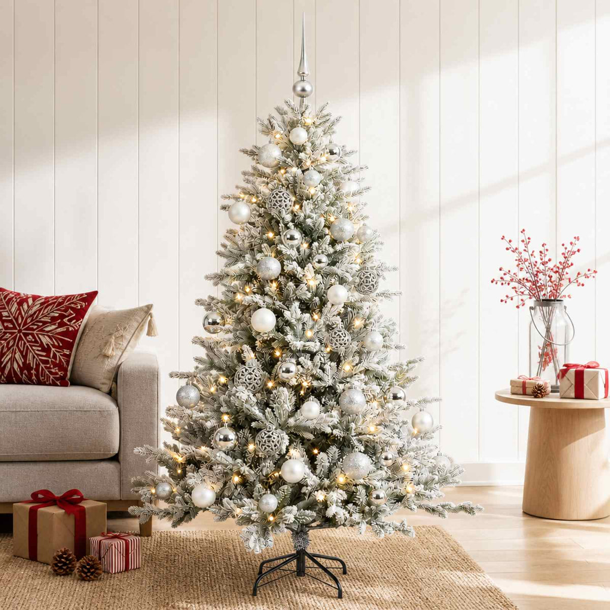 vidaXL Sztuczna choinka z bombką 150 cm 150 LED Ciepła biel