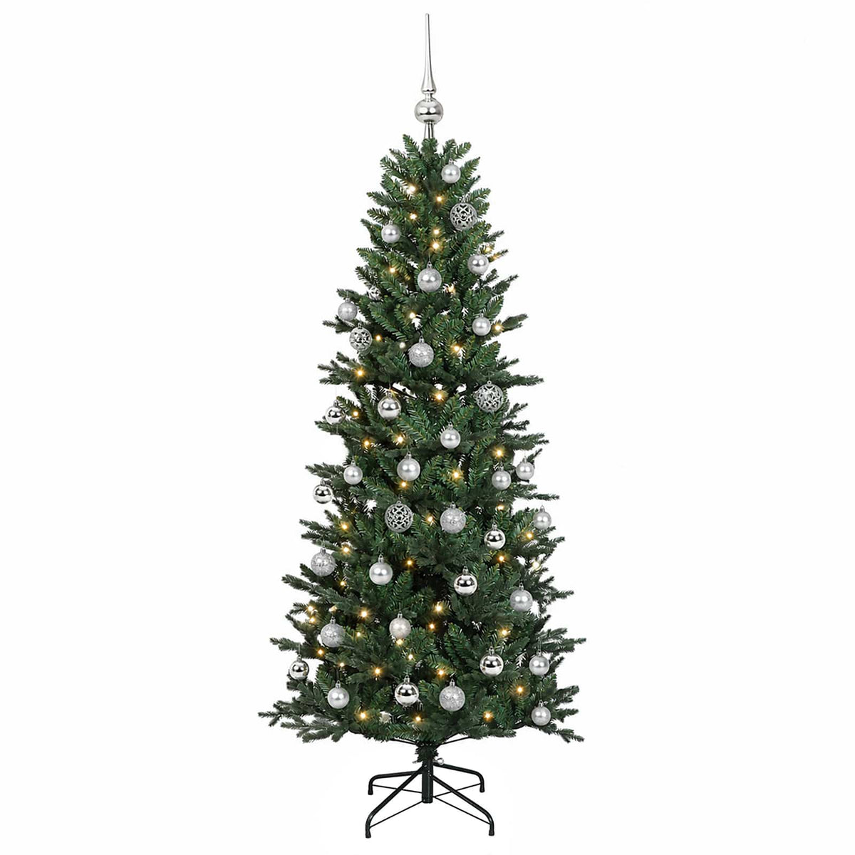 vidaXL Sztuczna choinka z bombką 120 cm 150 LED Ciepła biel PVC i PE