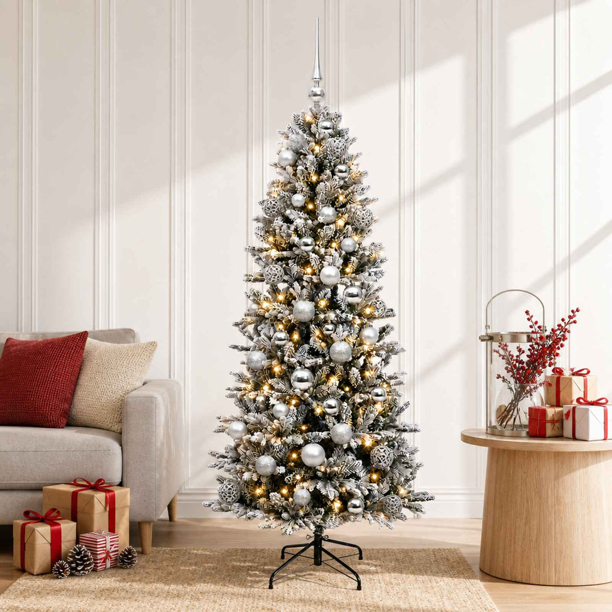 vidaXL Sztuczna choinka z bombką 120 cm 150 LED Ciepła biel PVC i PE