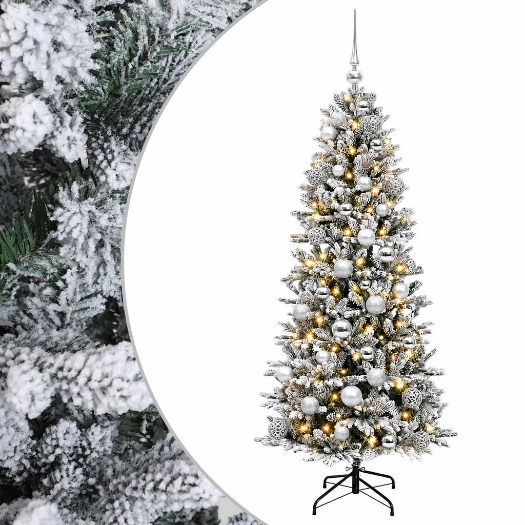 vidaXL Sztuczna choinka z bombką 150 cm 150 LED Ciepła biel PVC i PE