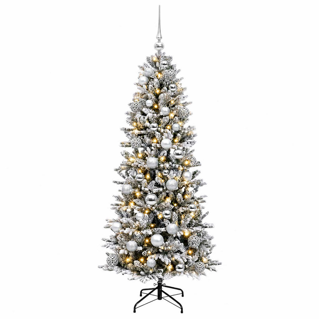 vidaXL Sztuczna choinka z bombką 150 cm 150 LED Ciepła biel PVC i PE