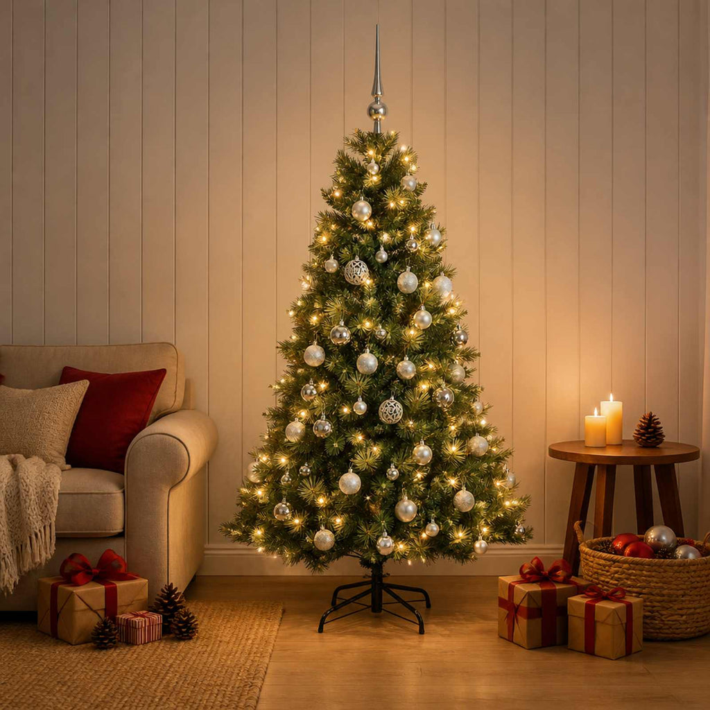 vidaXL Sztuczna choinka z bombką 120 cm 150 LED Ciepła biel