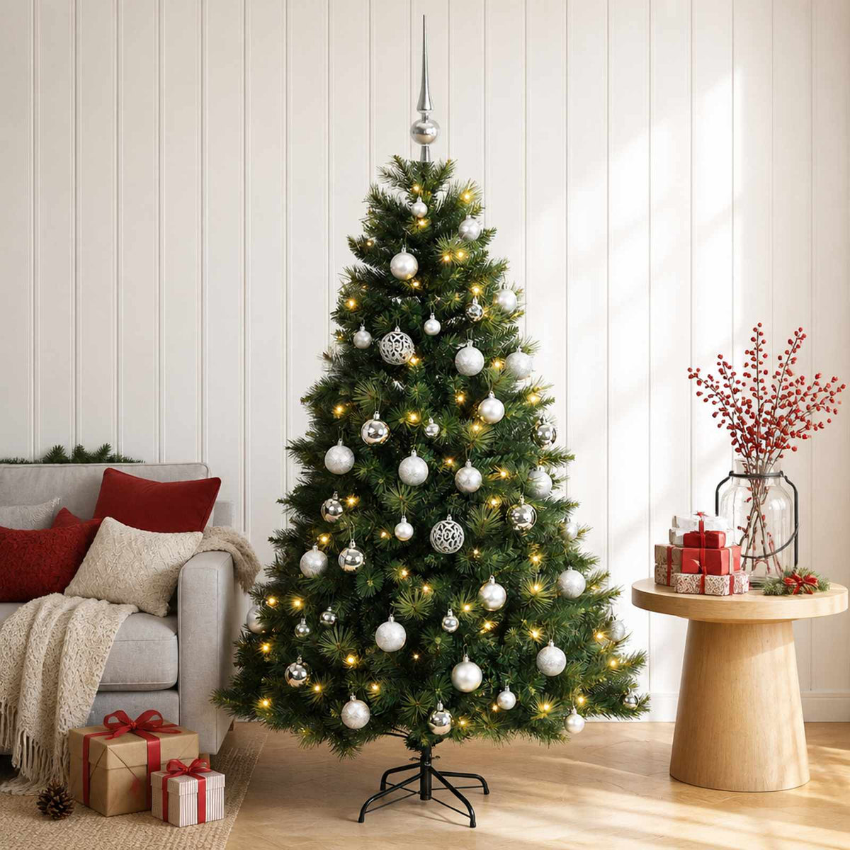 vidaXL Sztuczna choinka z bombką 150 cm 150 LED Ciepła biel