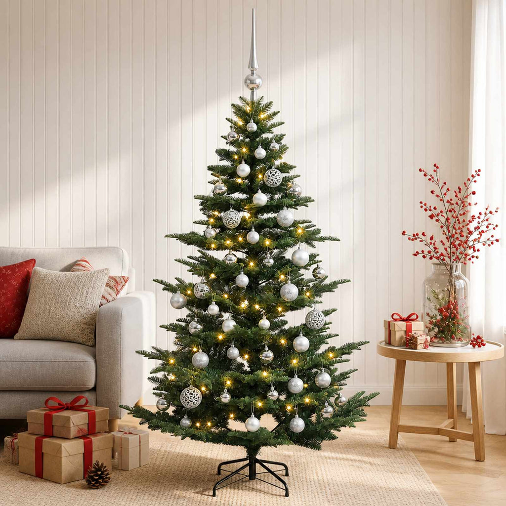 vidaXL Sztuczna choinka z bombką 120 cm 150 LED Ciepła biel PE i PVC