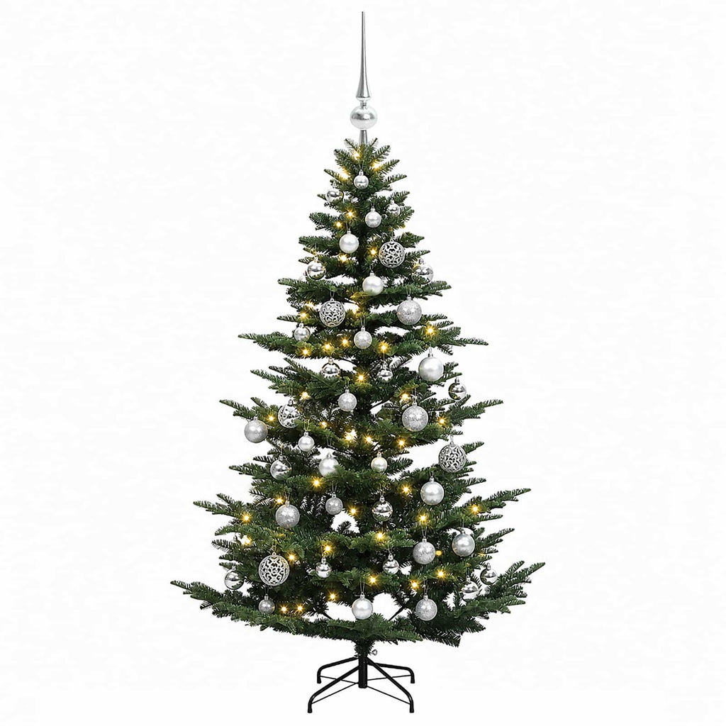 vidaXL Sztuczna choinka z bombką 150 cm 150 LED Ciepła biel PE i PVC