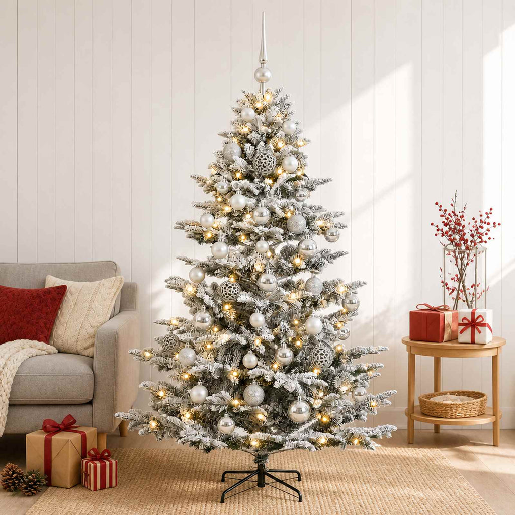 vidaXL Sztuczna choinka z bombką 150 cm 150 LED Ciepła biel PE i PVC