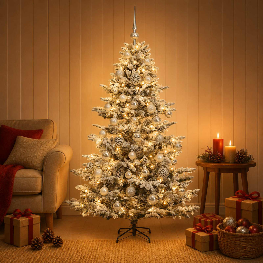 vidaXL Sztuczna choinka z bombką 150 cm 150 LED Ciepła biel PE i PVC
