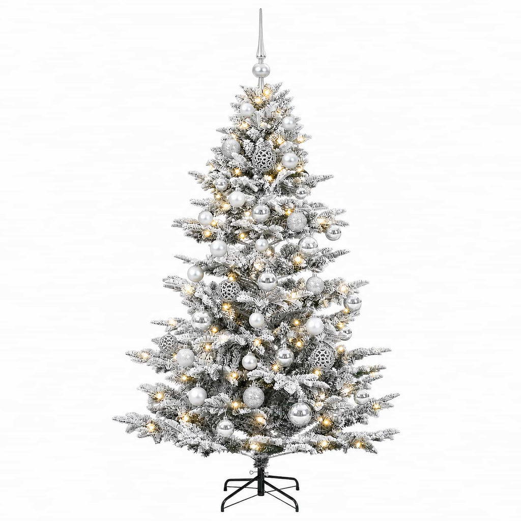vidaXL Sztuczna choinka z bombką 150 cm 150 LED Ciepła biel PE i PVC