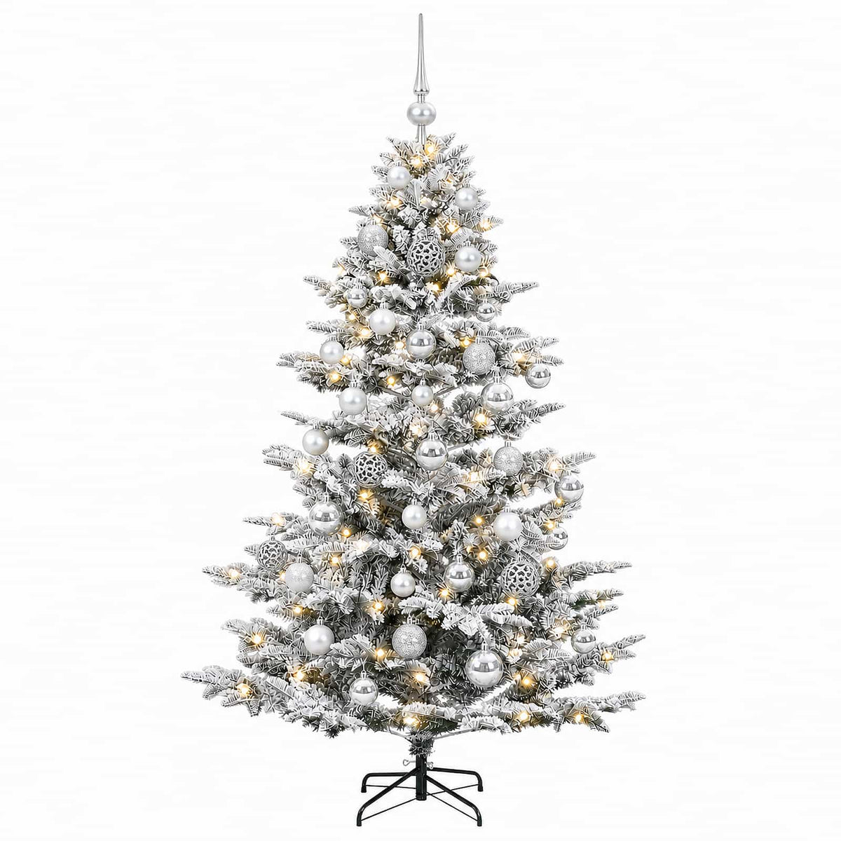 vidaXL Sztuczna choinka z bombką 150 cm 150 LED Ciepła biel PE i PVC