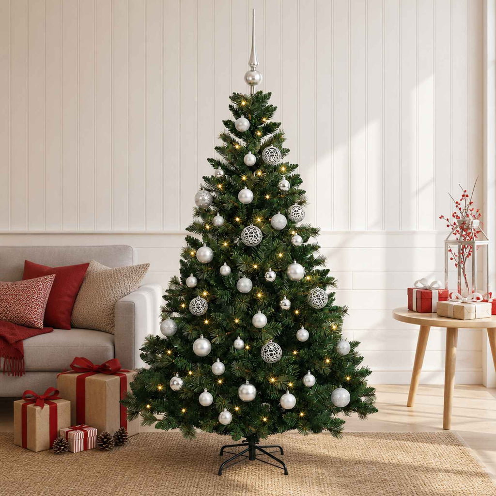 vidaXL Sztuczna choinka z bombkami 120 cm 150 LED Ciepła biel