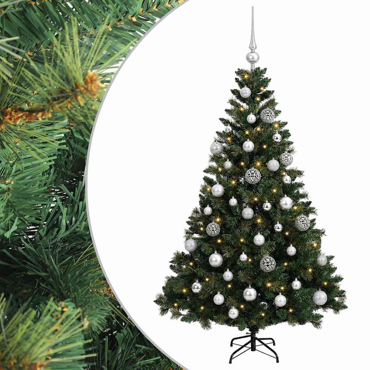 vidaXL Sztuczna choinka z bombkami 150 cm 150 LED Ciepła biel