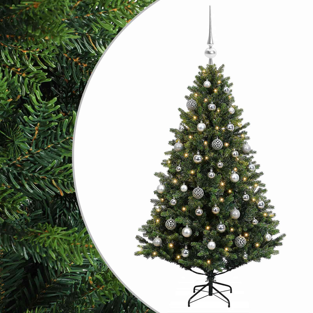 vidaXL Sztuczna choinka z bombkami 150 cm 150 LED Ciepła biel