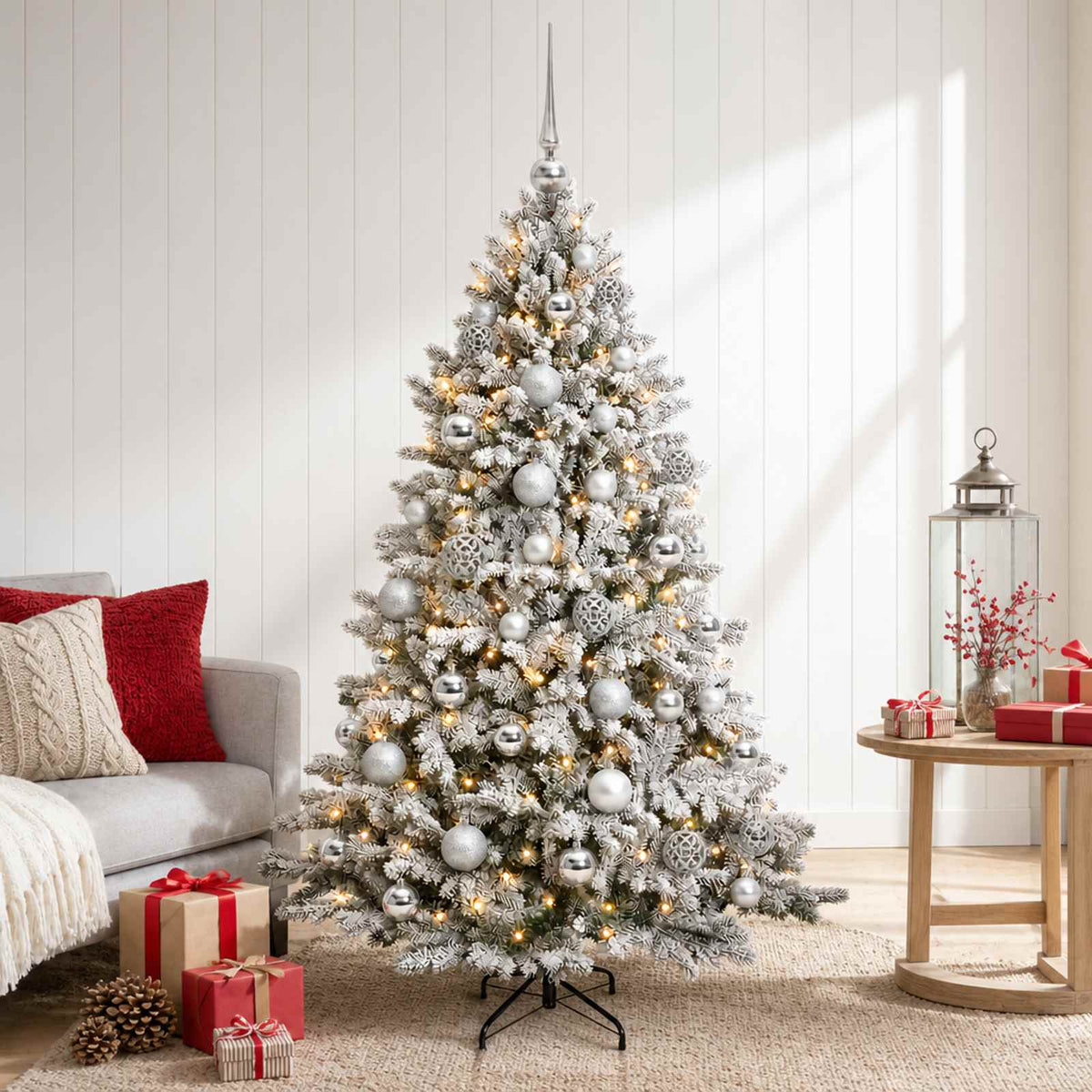 vidaXL Sztuczna choinka z bombkami 150 cm 150 LED Ciepła biel