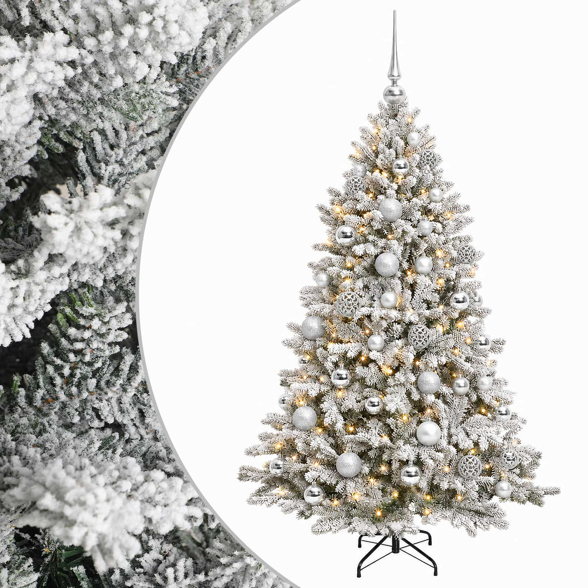 vidaXL Sztuczna choinka z bombkami 150 cm 150 LED Ciepła biel
