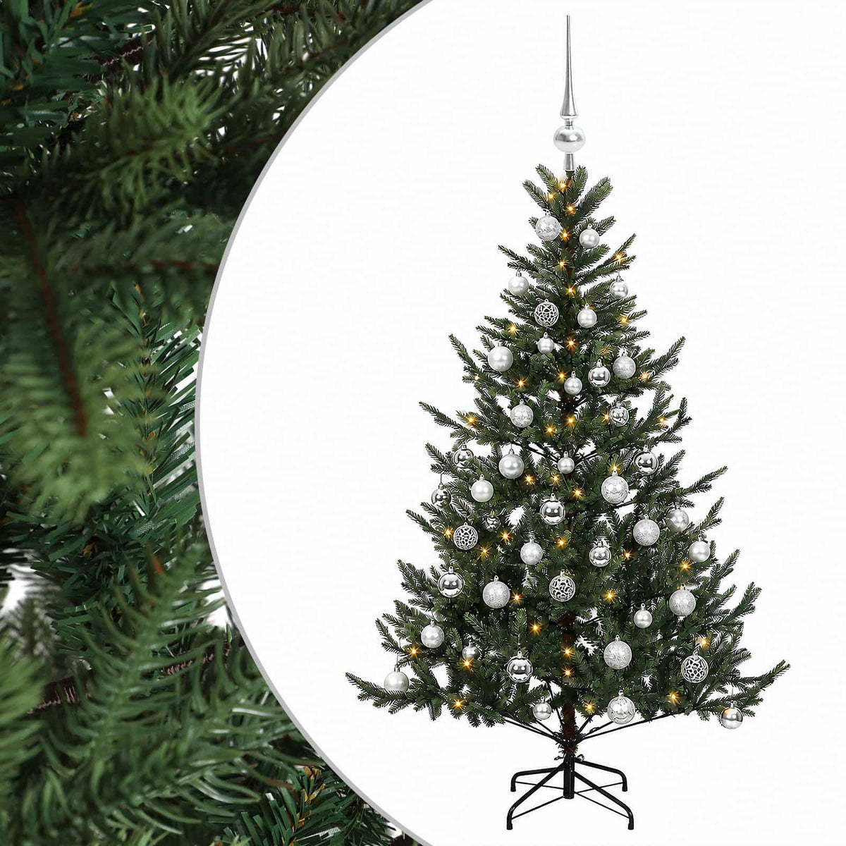 vidaXL Sztuczna choinka z bombką 120 cm 150 LED Ciepła biel