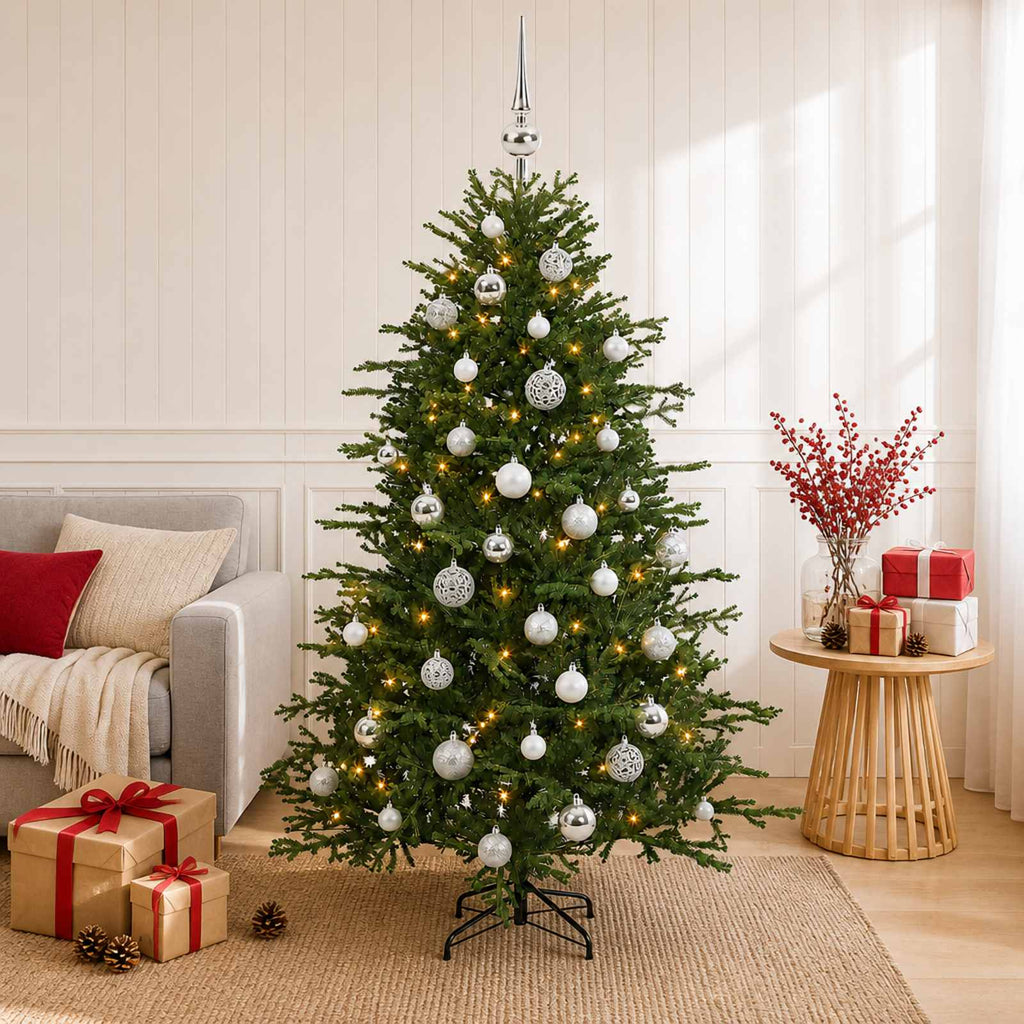 vidaXL Sztuczna choinka z bombką 120 cm 150 LED Ciepła biel