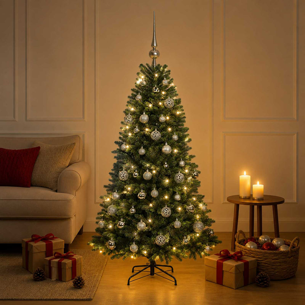 vidaXL Sztuczna choinka z bombkami 120 cm 150 LED Ciepła biel
