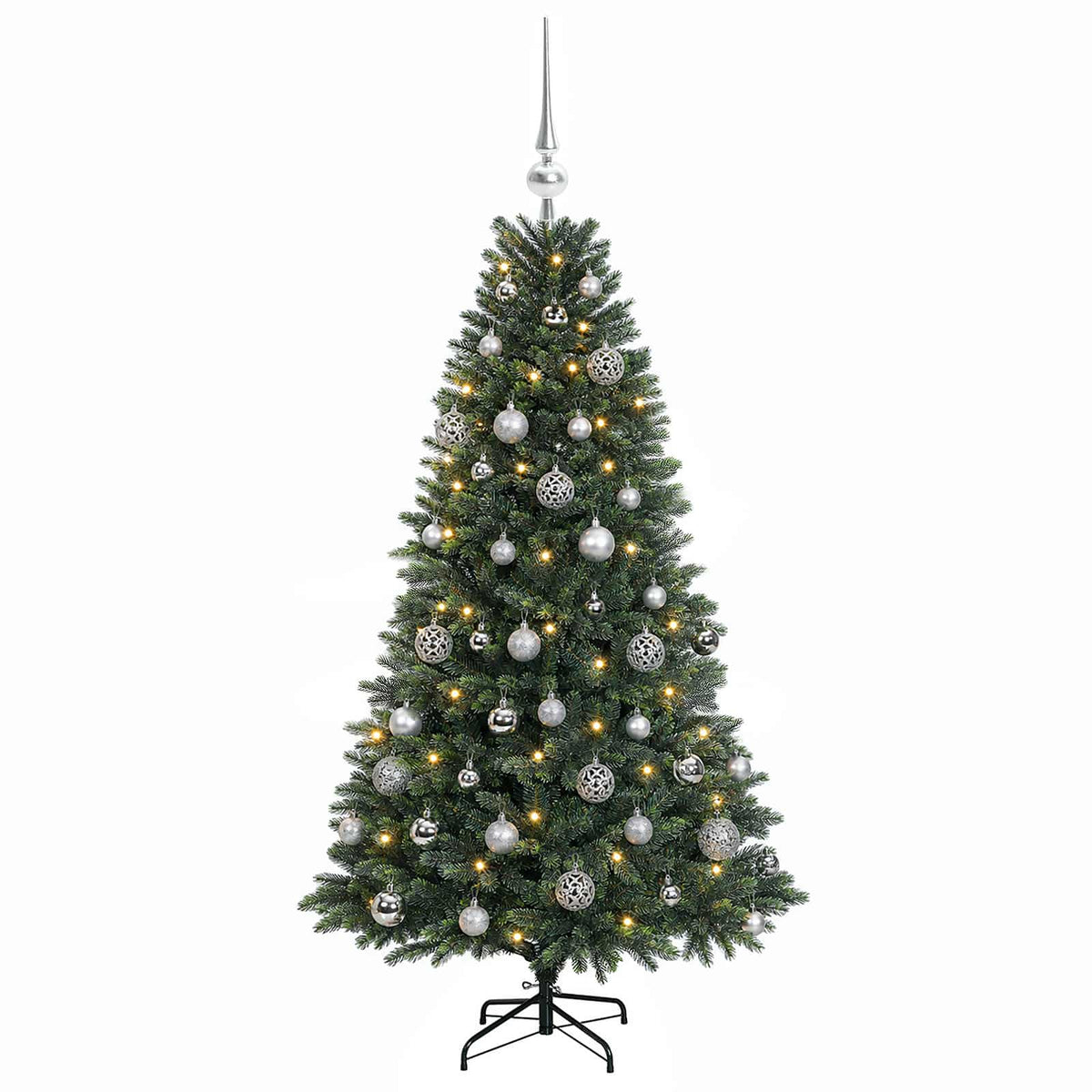 vidaXL Sztuczna choinka z bombkami 150 cm 150 LED Ciepła biel