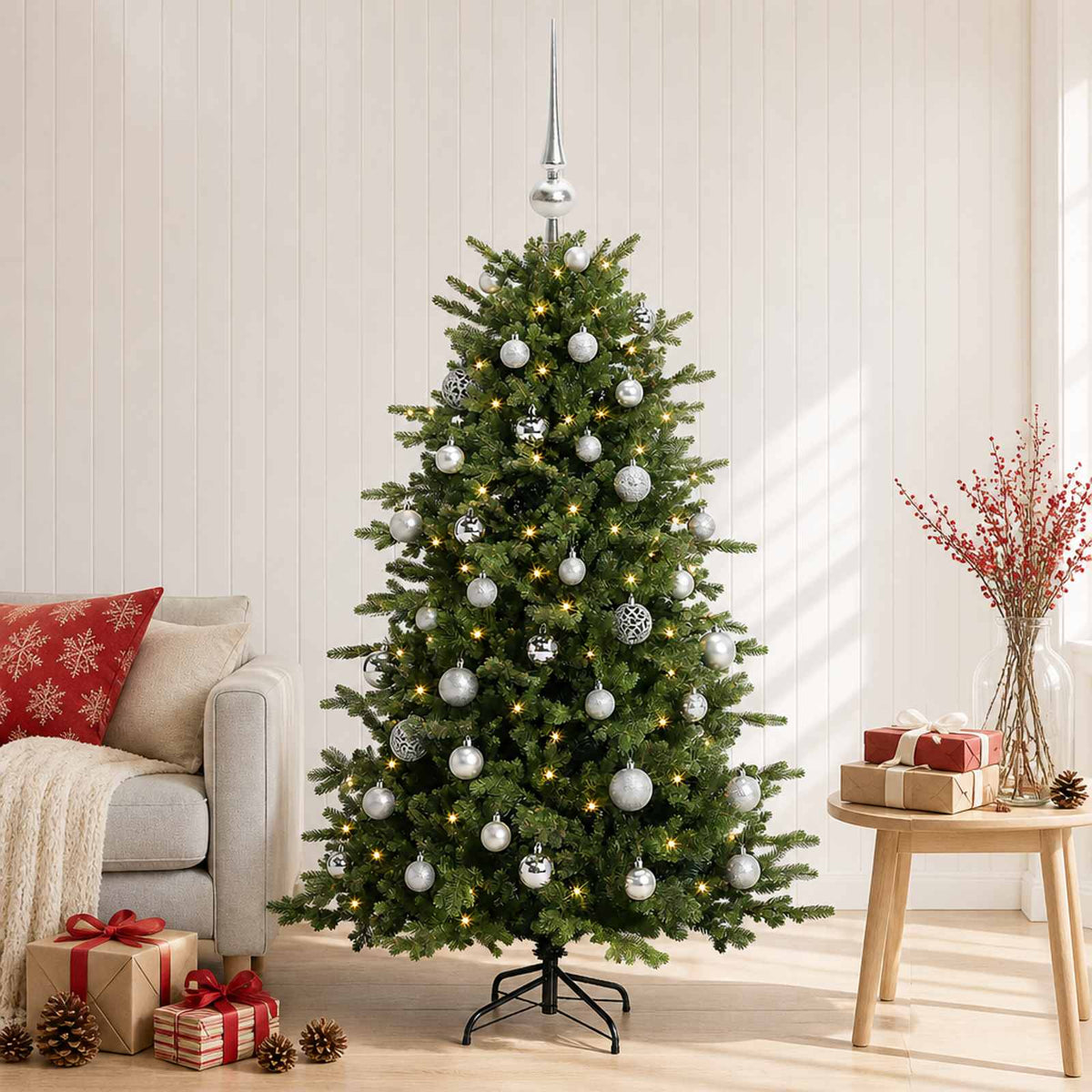 vidaXL Sztuczna choinka z bombką 150 cm 150 LED Ciepła biel