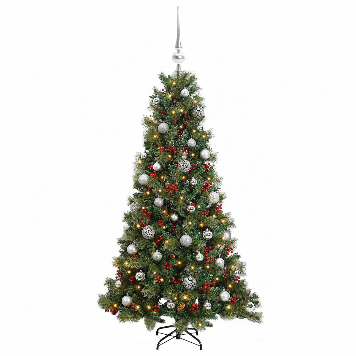 vidaXL Sztuczna choinka z bombką 150 cm 150 LED Ciepła biel