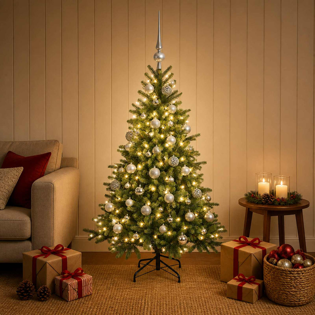 vidaXL Sztuczna choinka z bombką 150 cm 150 LED Ciepła biel