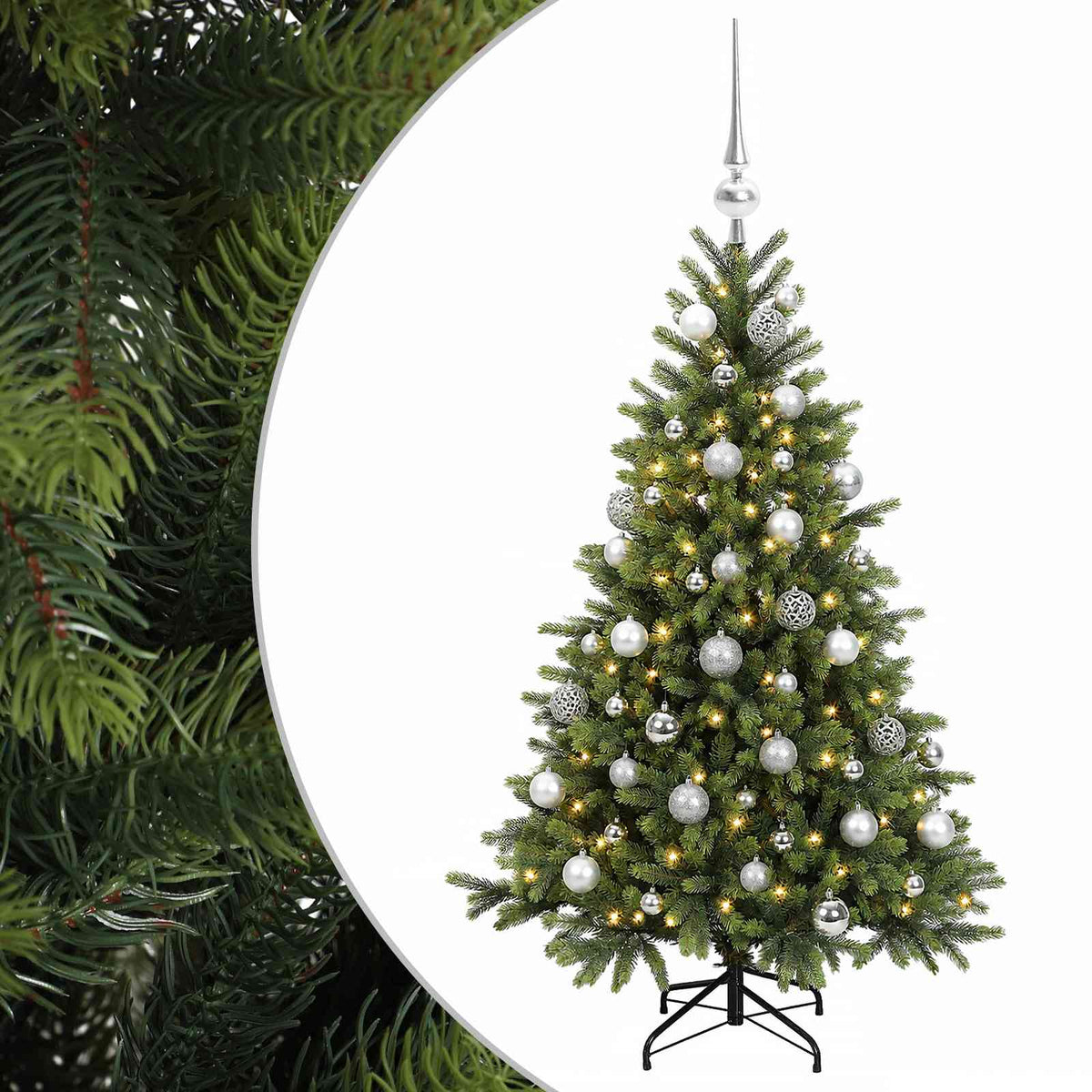 vidaXL Sztuczna choinka z bombką 150 cm 150 LED Ciepła biel