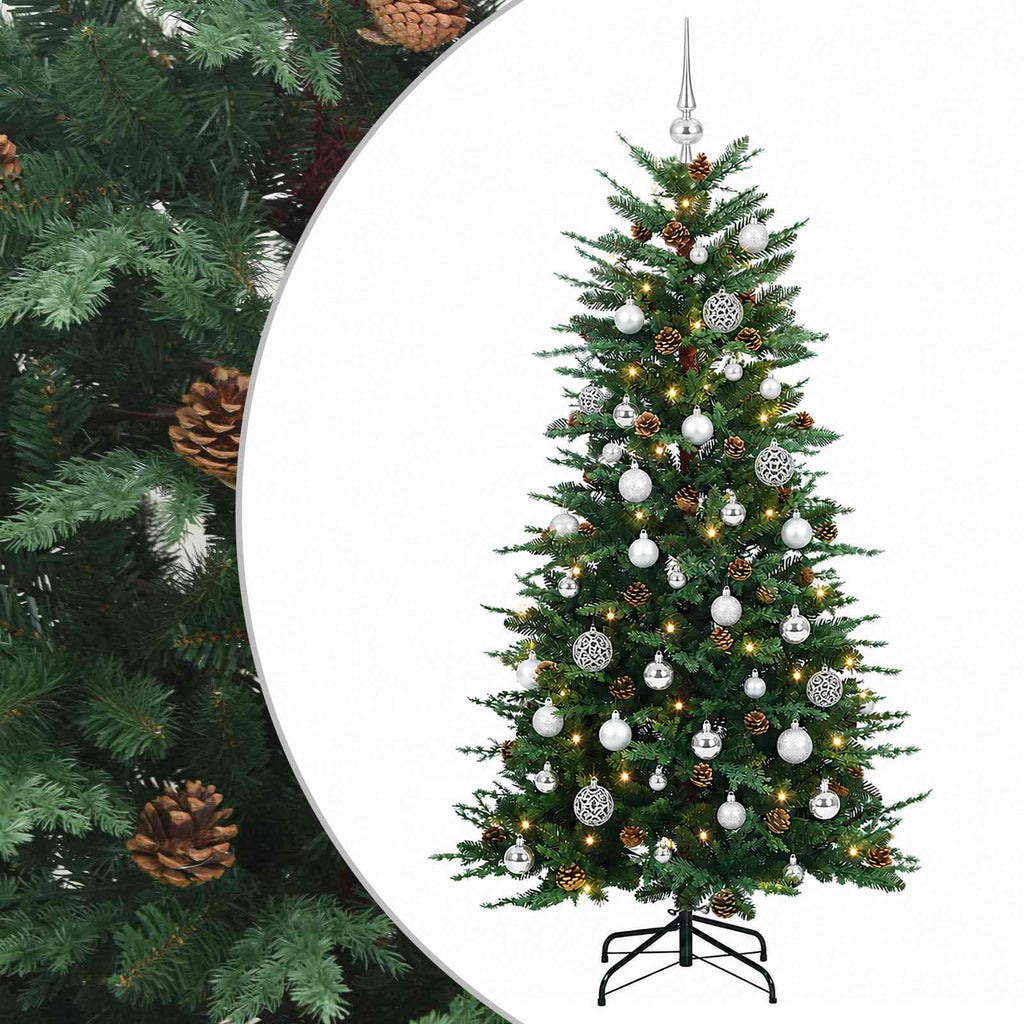 vidaXL Sztuczna choinka z bombką 150 cm 150 LED Ciepła biel PE i PVC