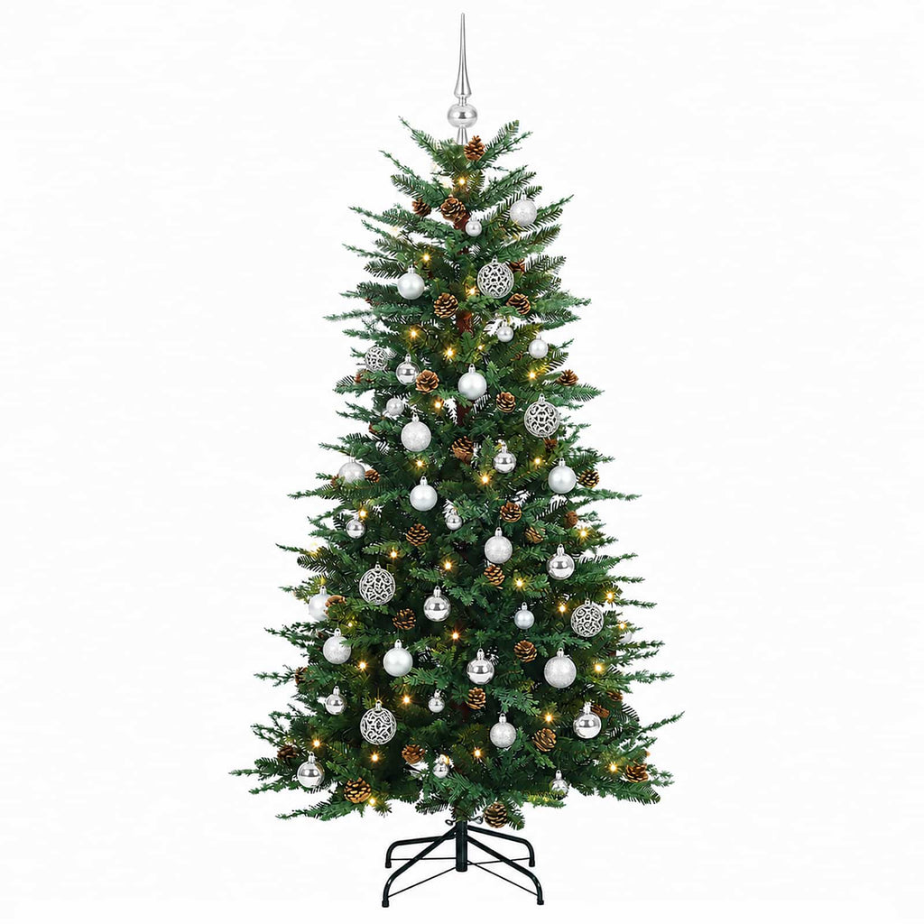 vidaXL Sztuczna choinka z bombką 150 cm 150 LED Ciepła biel PE i PVC