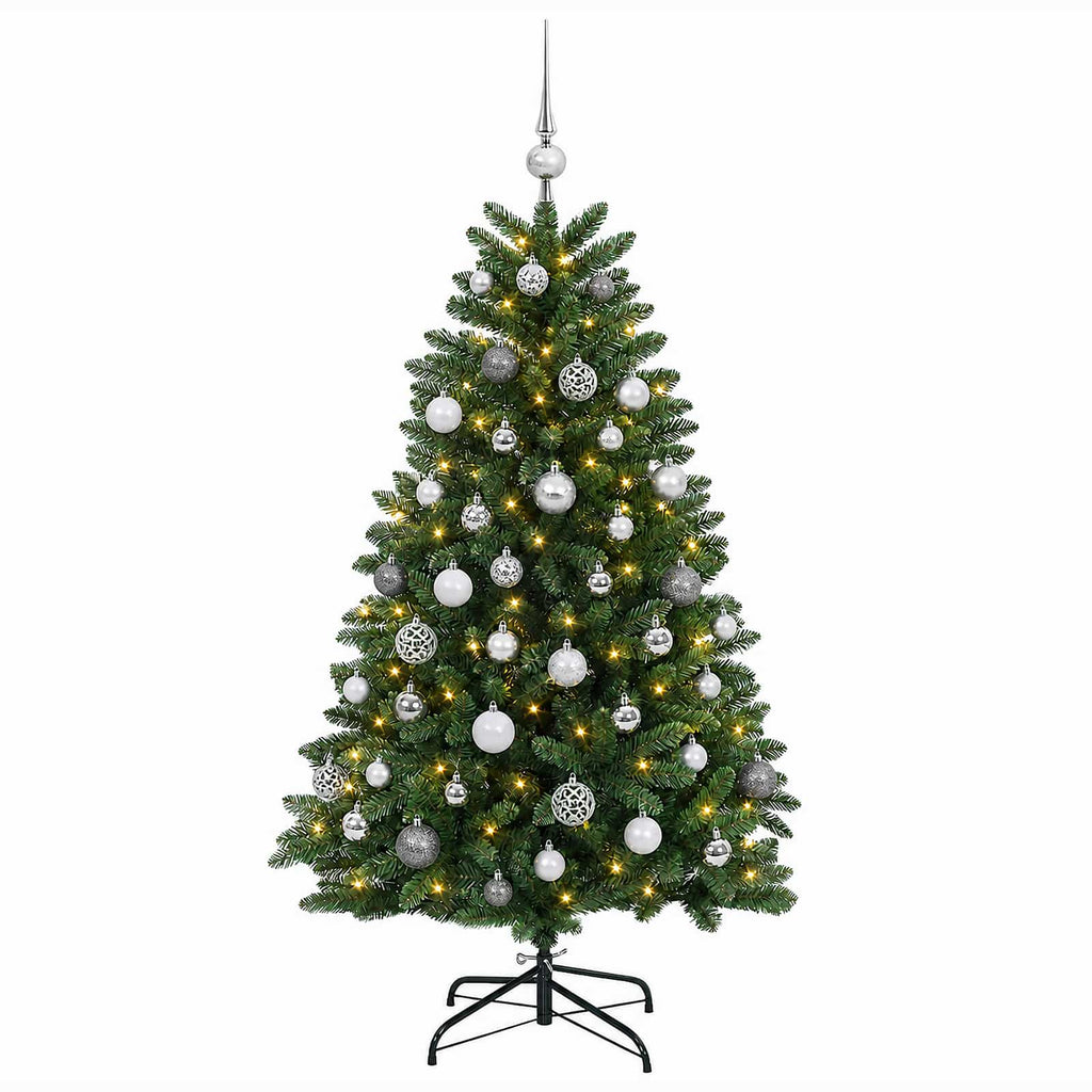 vidaXL Sztuczna choinka, średniozielona, z bombkami 150 cm 150 LED