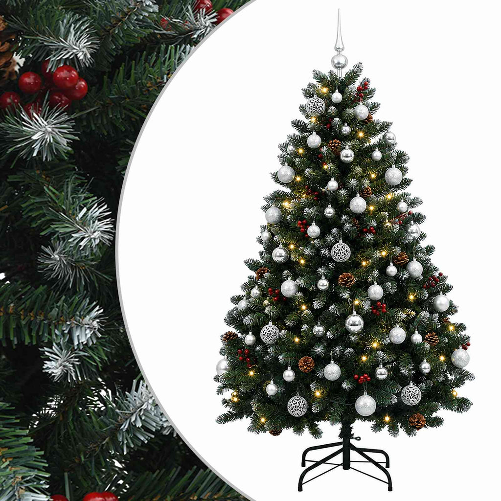 vidaXL Sztuczna choinka, zielona, z bombkami 150 cm 150 LED