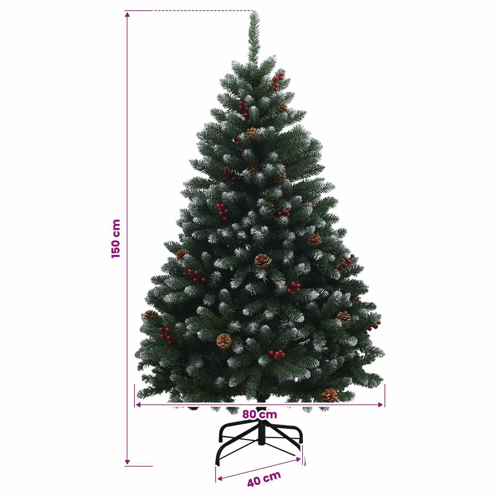 vidaXL Sztuczna choinka, zielona, z bombkami 150 cm 150 LED